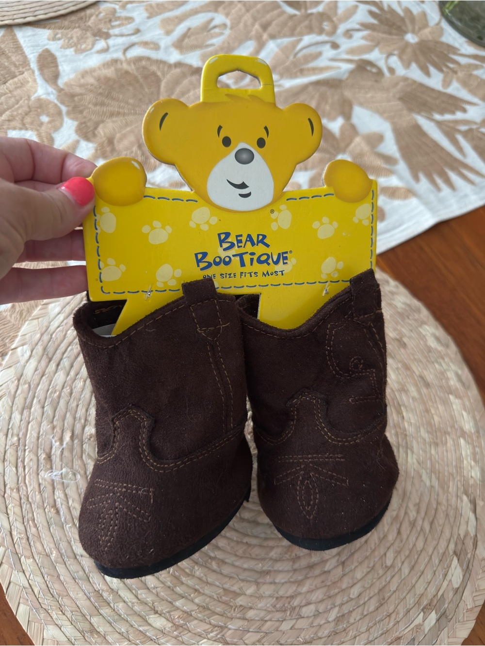 Build A Bear BAB Brown Cowboy Western Boots Faux Suede Leather Hook Loop Closure